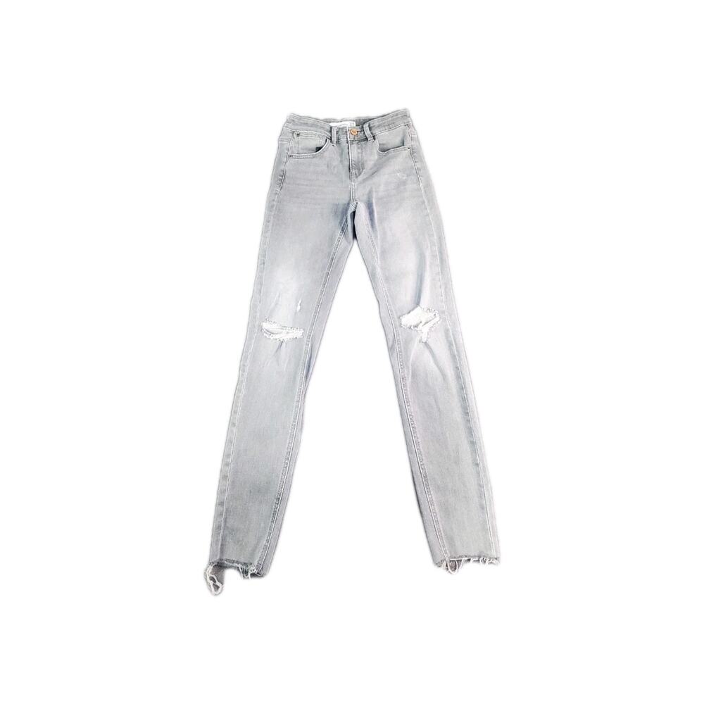 Stradivarius Women’s Gray Jeans Size 02 Holes Distressed Skinny C17-105